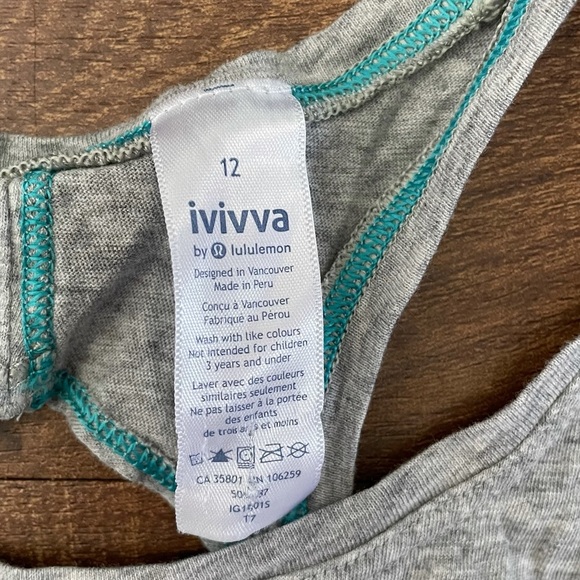 Girls ivivva by Lululemon gray tank sz 12 - Picture 3 of 6